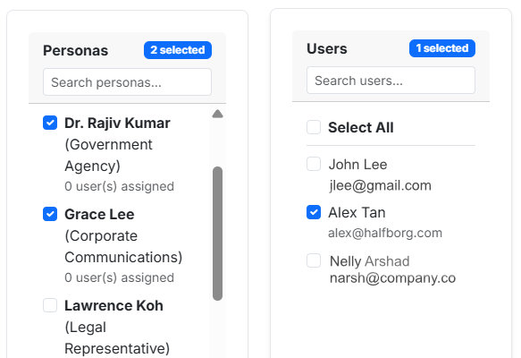 Assign users to personas